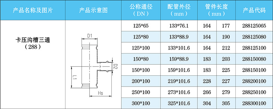 卡压沟槽三通